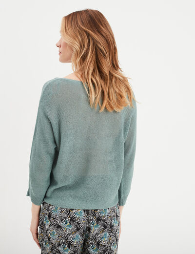 Pull manches longues bleu gris femme