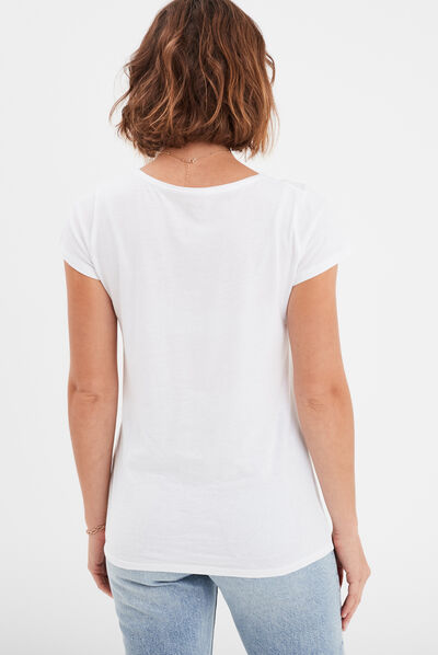 T-shirt manches courtes blanc femme