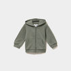 Sweat zipp&eacute; molletonn&eacute; &agrave; capuche vert kaki b&eacute;b&eacute; gar&ccedil;on