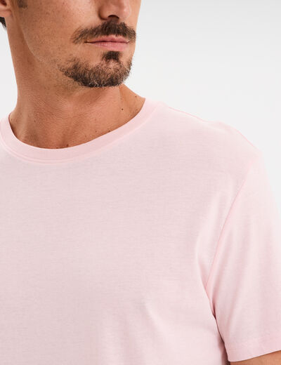 T-shirt droit en coton manches courtes rose pastel homme