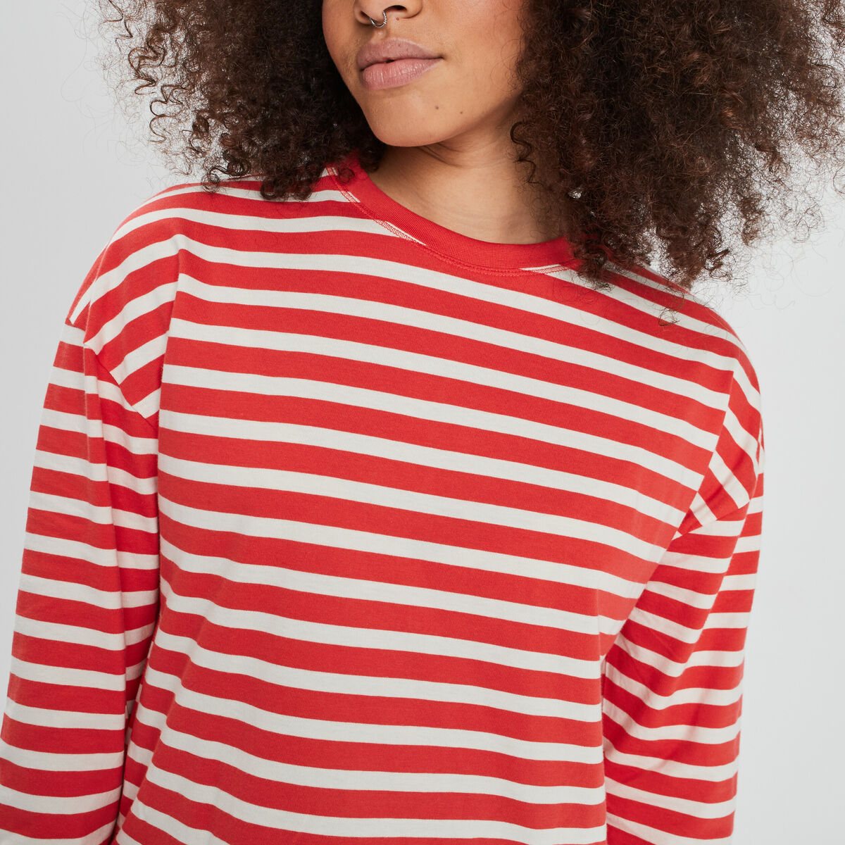 T-shirt marinière manches longues Creeks rouge femme