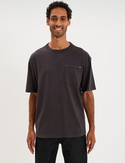 T-shirt 1 poche manches courtes coton gris fonc&eacute; homme