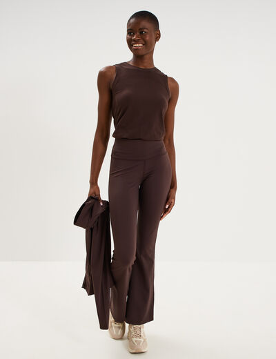 Legging de sport flare taille haute marron fonc&eacute; femme