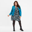 Robe courte ceinturée col zippé noir femme grande taille