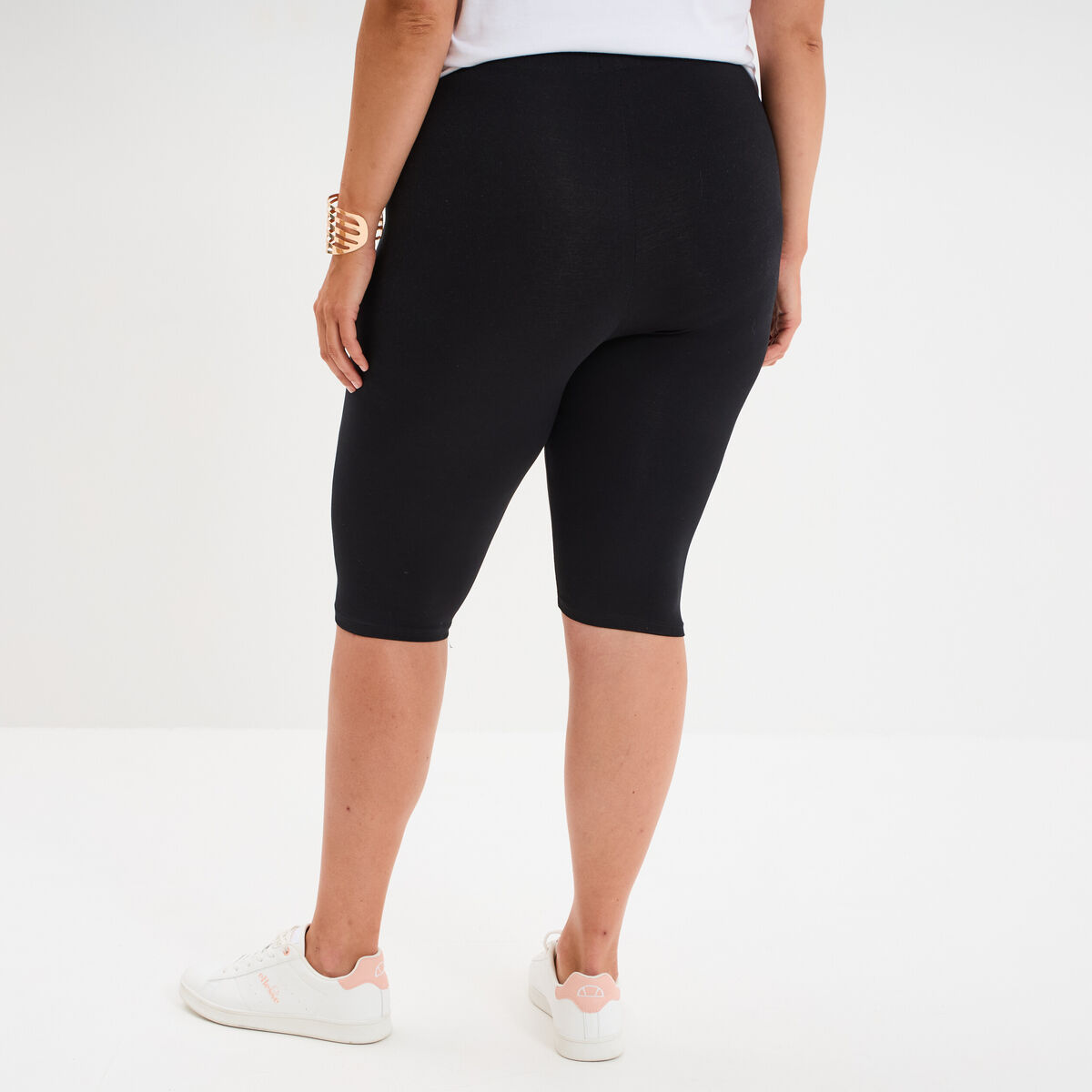 Short legging cycliste coton noir femme grande taille
