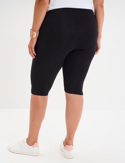 Short legging cycliste coton noir femme grande taille
