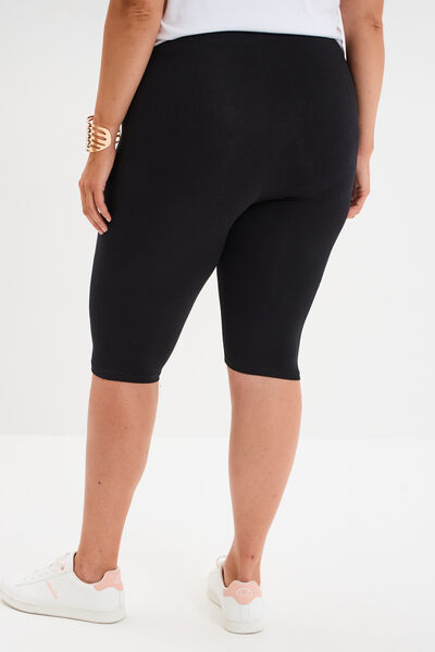 Short legging cycliste coton noir femme grande taille