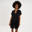 Robe courte fluide bas volants noir femme