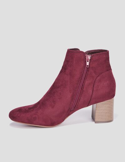 Bottines suédines à talons bordeaux femme