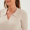 Robe pull midi côtelée avec col polo beige femme