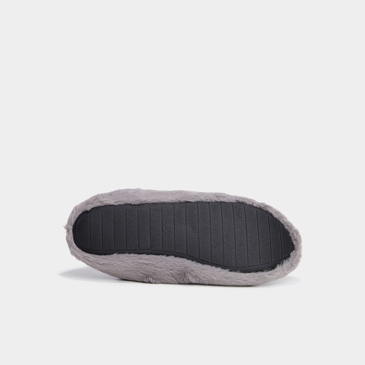 Chaussons ballerines effet polaire gris femme