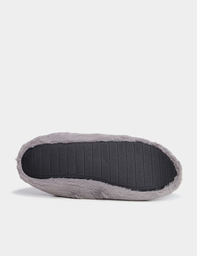 Chaussons ballerines effet polaire gris femme