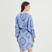 Robe chemise droite fluide ceinturée bleu femme
