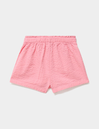 Short taille &eacute;lastiqu&eacute;e coton rose b&eacute;b&eacute; fille