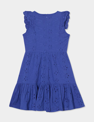 Robe broderie anglaise évasée bleu roi fille