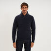 Pull col ch&acirc;le manches longues bleu marine homme
