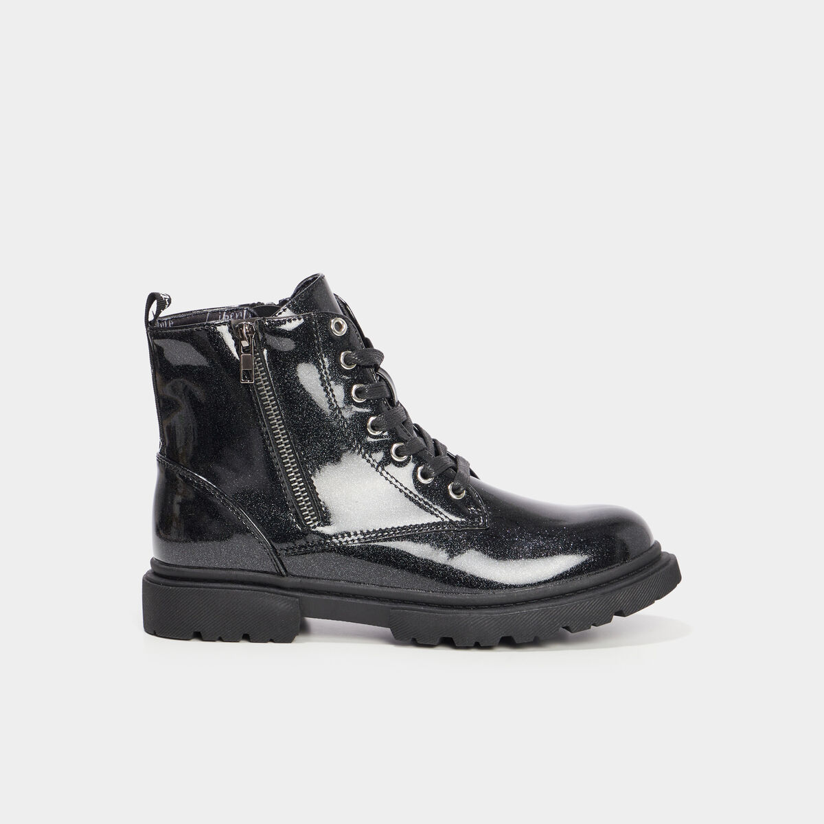 Bottines vernies &agrave; paillettes noir fille