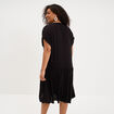 Robe courte fluide &eacute;vas&eacute;e col tunisien noir femme grande taille