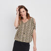 T-shirt détail bijou manches courtes noir femme