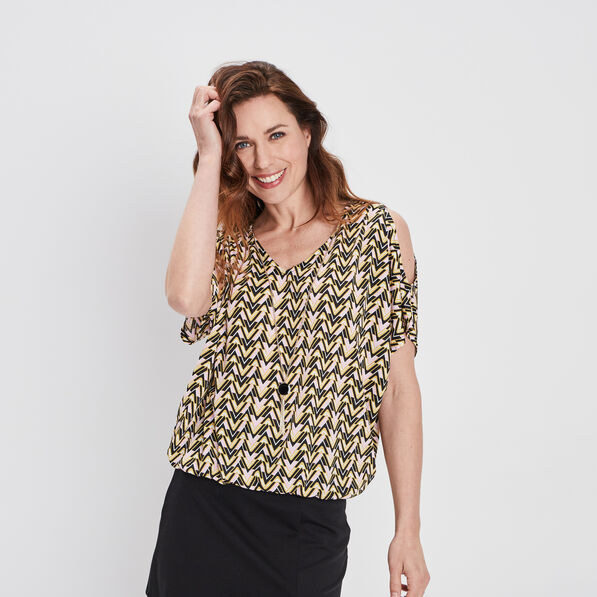 T-shirt détail bijou manches courtes noir femme