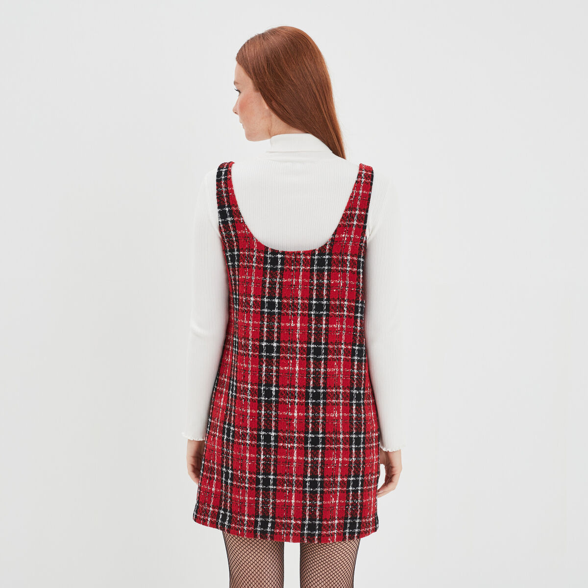 Robe chasuble courte droite rouge femme
