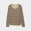 T-shirt col rond manches longues coton sable femme