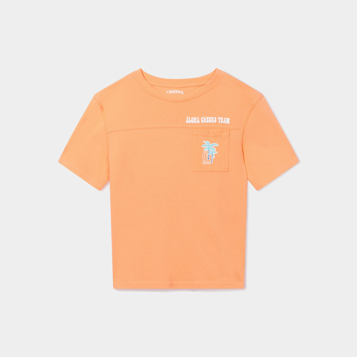 T-shirt manches courtes coton Creeks orange corail garçon