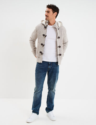 Gilet &agrave; capuche fourr&eacute;e ivoire homme