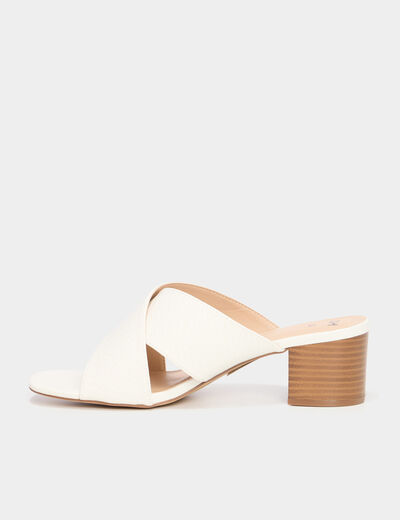 Mules &agrave; talons 5 cm brides crois&eacute;es blanc femme