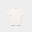 Pull col rond textur&eacute; manches courtes blanc femme
