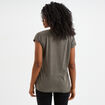 T-shirt col v poche poitrine Creeks vert kaki femme