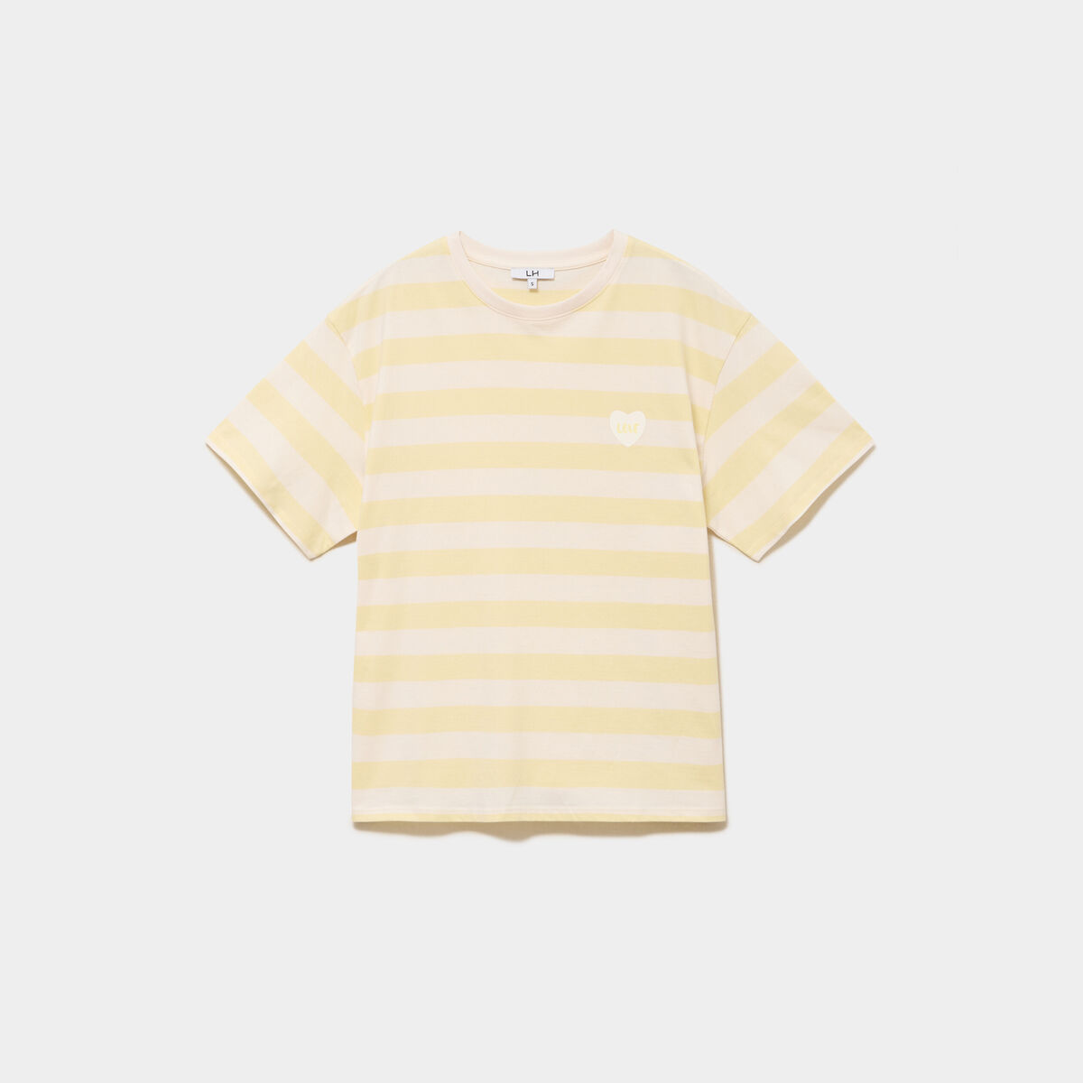 T-shirt droit &agrave; manches courtes coton jaune citron femme