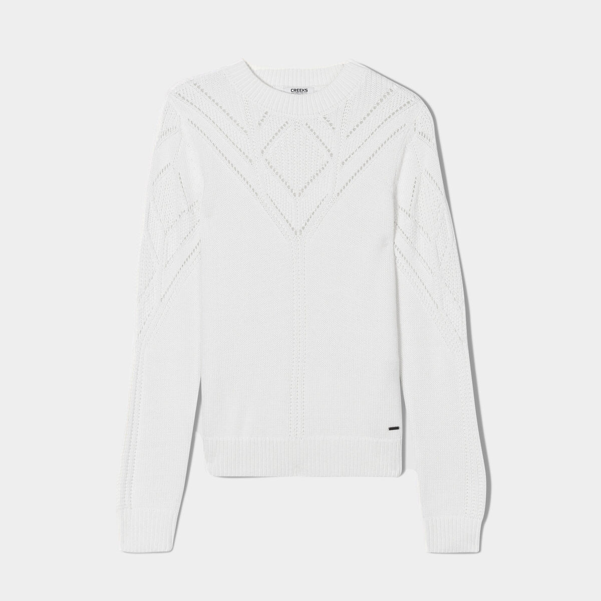 Pull ajouré col montant Creeks blanc femme