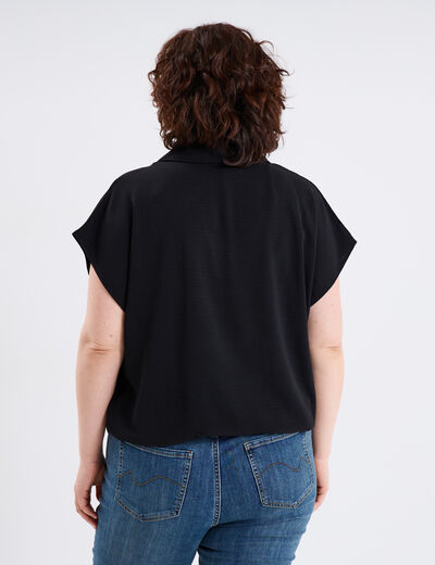 Blouse effet satin manches courtes noir femme grande taille