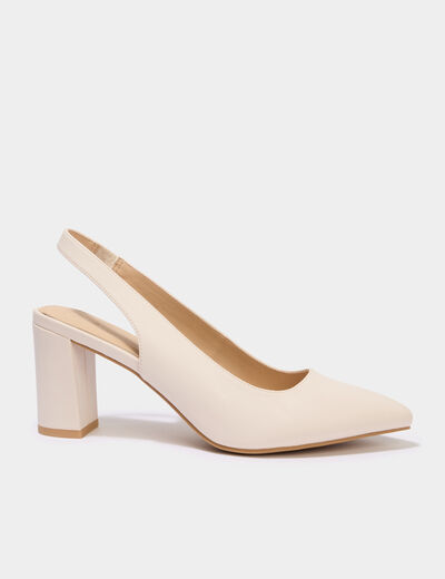 Escarpins &agrave; talons bouts pointus ivoire femme