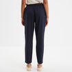 Pantalon droit 7/8&egrave;me lin m&eacute;lang&eacute; bleu fonc&eacute; femme