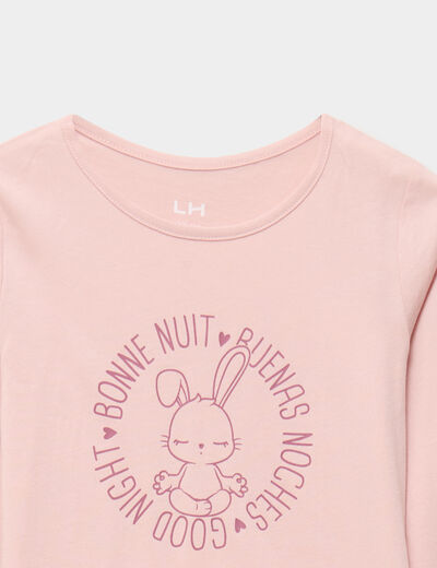 Ensemble pyjama t-shirt pantalon coton rose clair fille