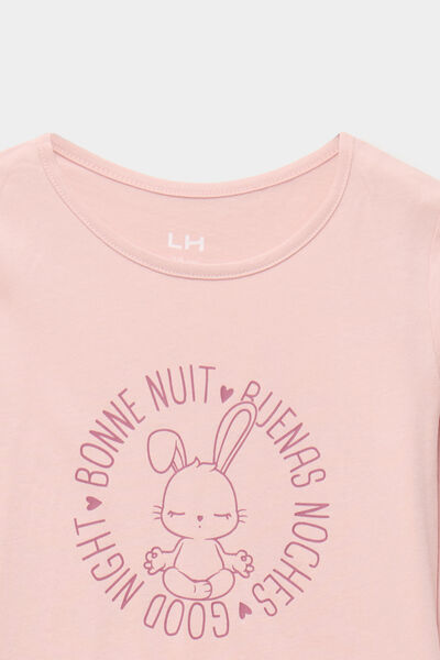 Ensemble pyjama t-shirt pantalon coton rose clair fille