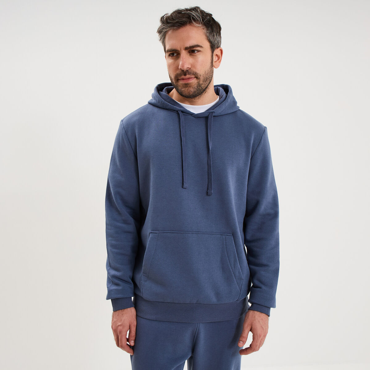Sweat molleton &agrave; capuche hoodie bleu lavande homme