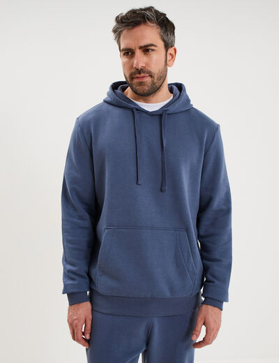 Sweat molleton &agrave; capuche hoodie bleu lavande homme