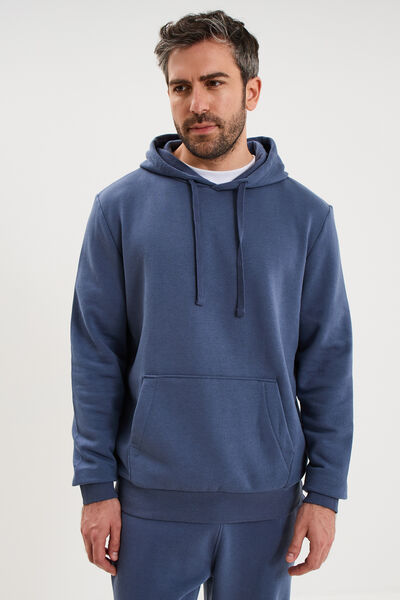 Sweat molleton &agrave; capuche hoodie bleu lavande homme