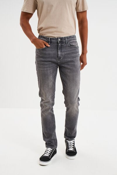 Jeans slim 5 poches denim gris homme