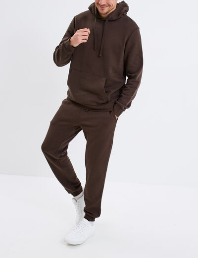 Sweat molleton à capuche hoodie marron foncé homme