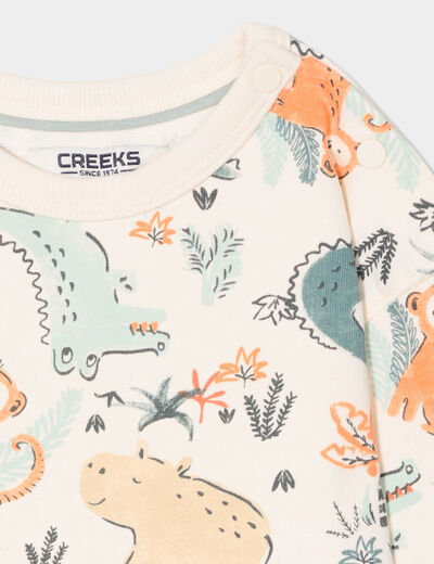 Sweat molleton col rond Creeks ecru bébé garçon