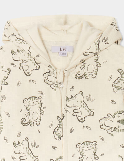 Sweat zippé à capuche coton ecru bébé garçon