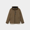 Blouson d&eacute;perlant fourr&eacute; &agrave; capuche vert kaki homme