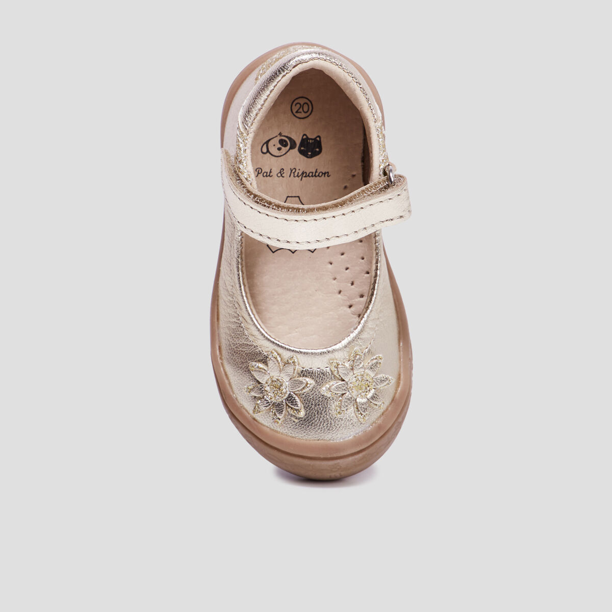 Babies à scratchs métallisées en cuir rose bébé fille