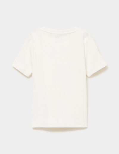 T-shirt col rond manches courtes ivoire fille