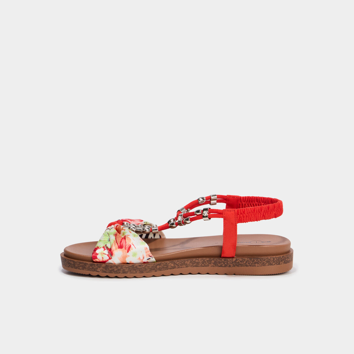 Sandales avec bride effet foulard rouge femme