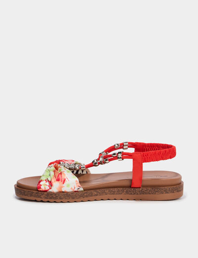 Sandales avec bride effet foulard rouge femme